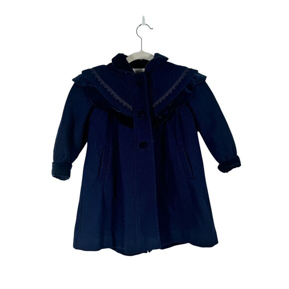Braetan Kids Navy Blue Wool Pea Winter Coat Girls Toddler Size 4 - Picture 1 of 6
